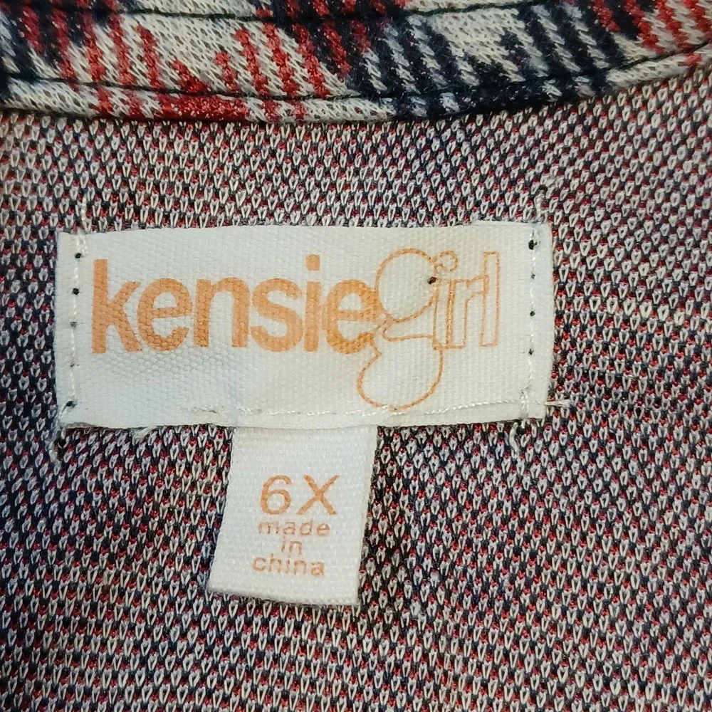 Kensie Girl Plaid Sleeveless Ruffle Dress Red Navy‎ Blue White Size 6X JBJJ912